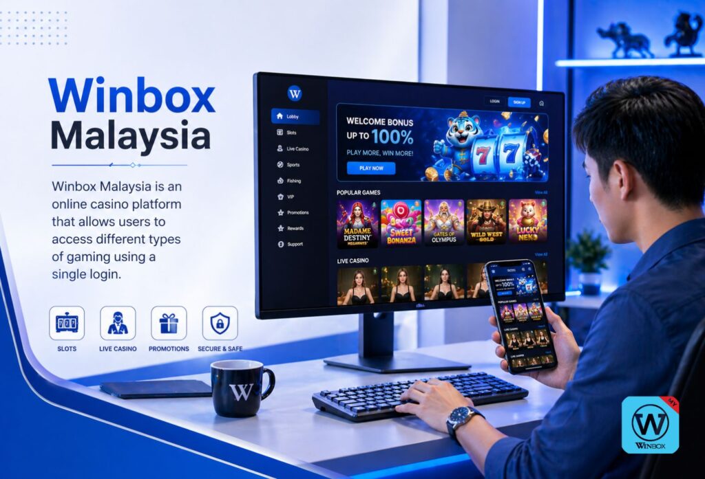 people siting infront of the computer looking at winbox malaysia official website