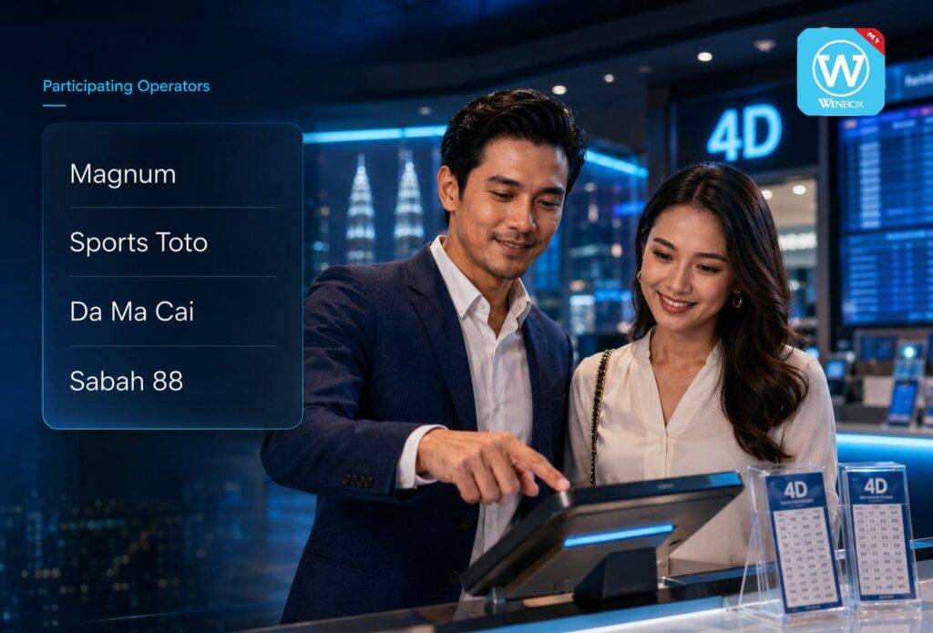 Malaysian customers viewing participating 4D operators including Magnum Sports Toto Da Ma Cai and Sabah 88