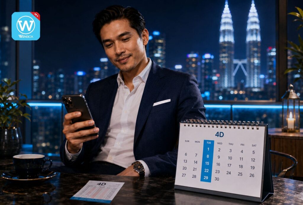 Man checking 4D special draw dates on a phone beside a calendar with Tuesday highlighted