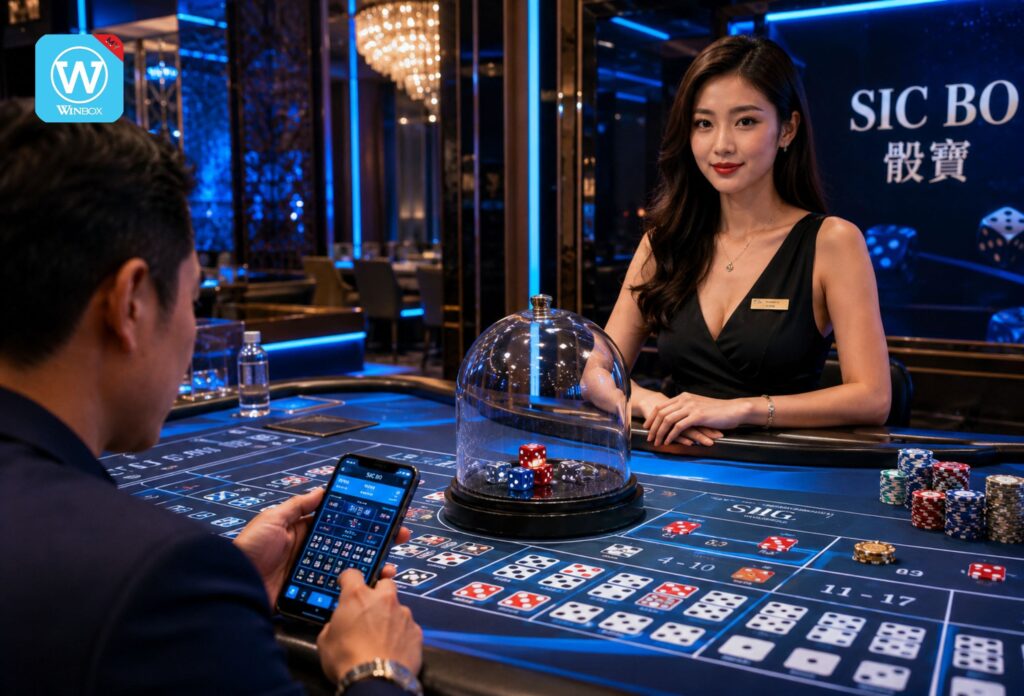 Premium live Sic Bo casino studio with real dice and professional female dealer