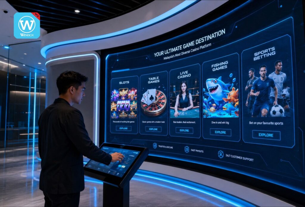 a man selecting the casino games that winbox malaysia platform have